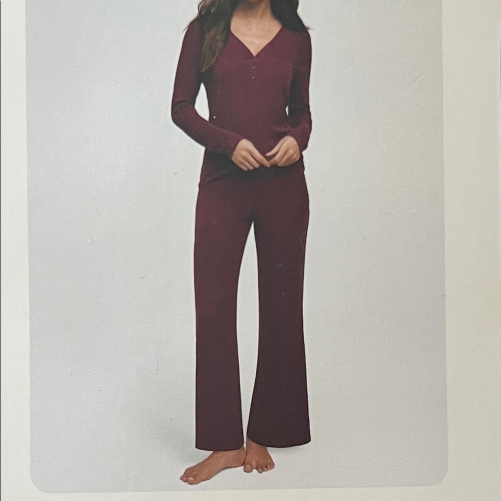 Banana Republic Burgandy wine color lounge set woman size XXL NWT top and bottom